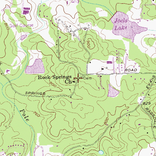 Topographic Map of Rock Springs Church, GA