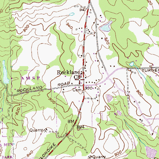 Topographic Map of Rockland Church, GA