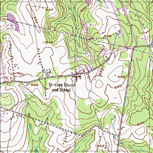 Topographic Map of Saint Luke Church, GA