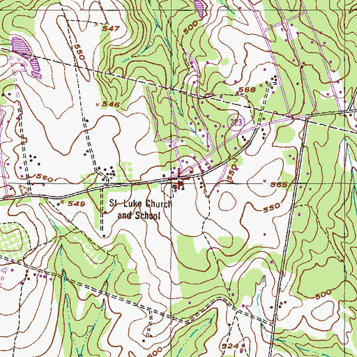 Topographic Map of Saint Luke School, GA