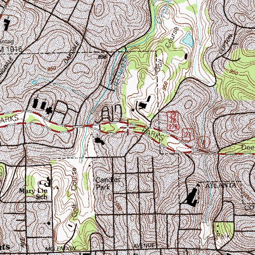 Topographic Map of Shady Side Park, GA
