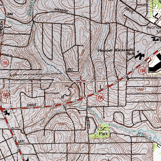 Topographic Map of Shoal Creek, GA
