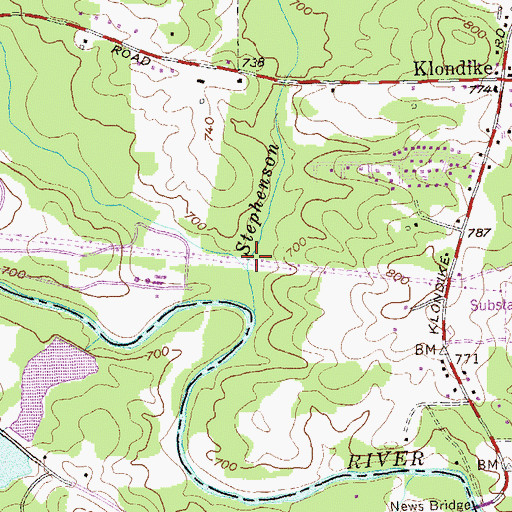 Topographic Map of Stephenson Creek, GA