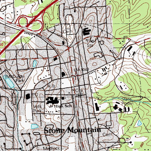 Topographic Map of Stone Mountain, GA