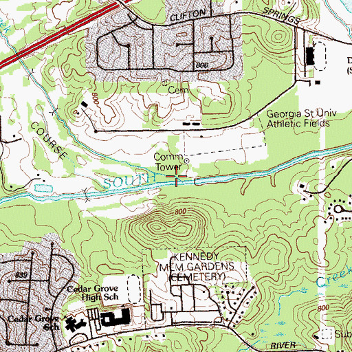 Topographic Map of Sugar Creek, GA