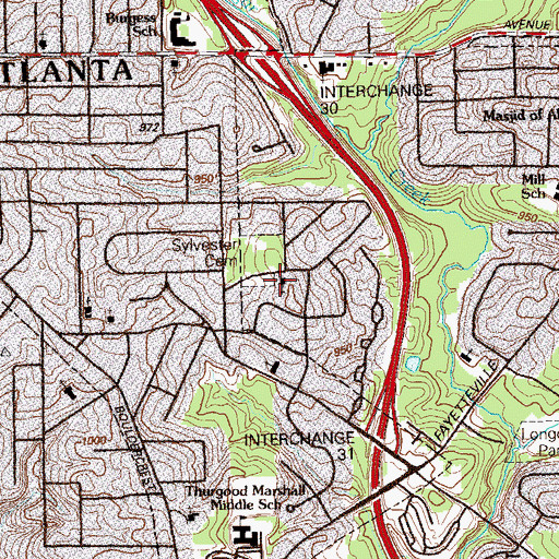 Topographic Map of Sylvester Church, GA