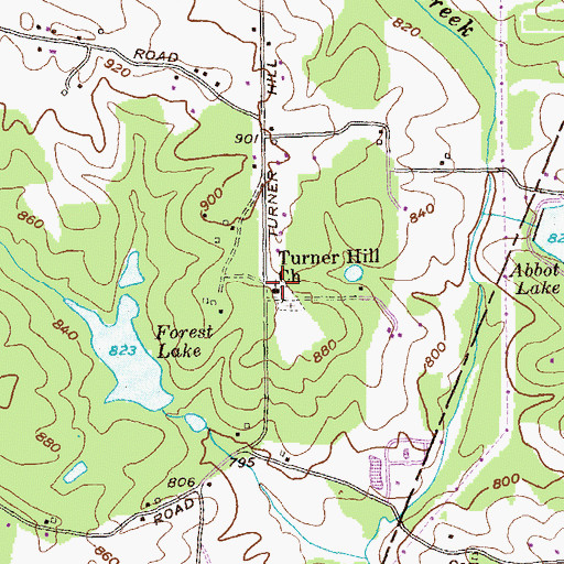 Topographic Map of Turner Hill Church, GA