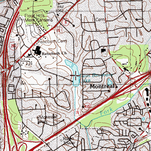 Topographic Map of Twin Brothers Lake, GA