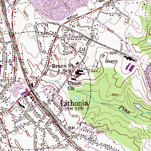 Topographic Map of Union Church, GA
