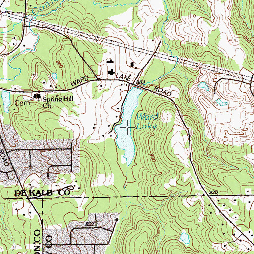 Topographic Map of Ward Lake, GA