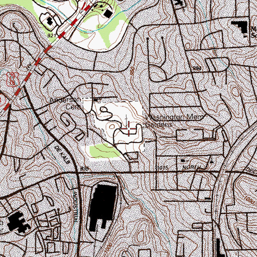 Topographic Map of Washington Park Cemetery, GA