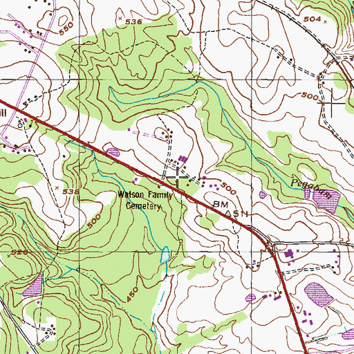 Topographic Map of Watson Family Cemetery, GA