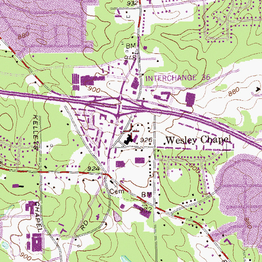 Topographic Map of Wesley Chapel, GA