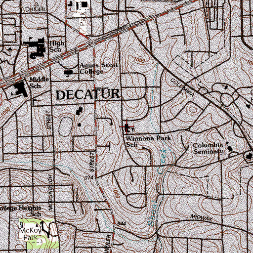 Topographic Map of Winnona Park Elementary School, GA