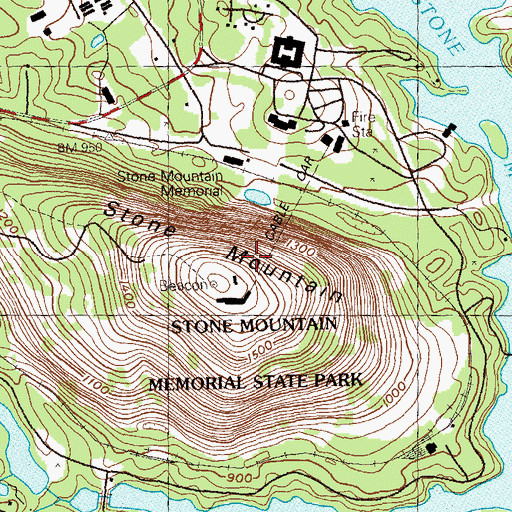 Topographic Map of Stone Mountain State Memorial Park, GA