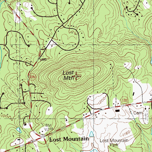 Topographic Map of Lost Mountain, GA