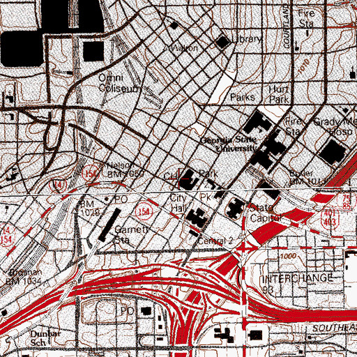 Topographic Map of Elbert P Tuttle United States Court of Appeals Building, GA