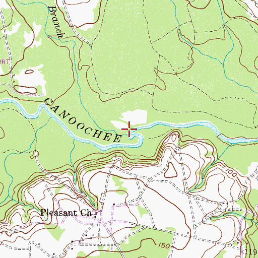 Topographic Map of Rocky Branch, GA