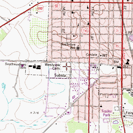 Topographic Map of Westview Cemetery, GA