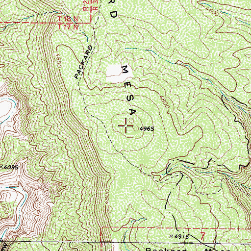 Topographic Map of Packard Mesa, AZ