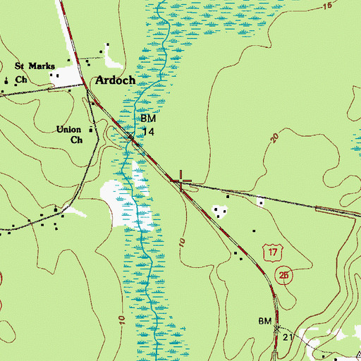 Topographic Map of Ardick, GA