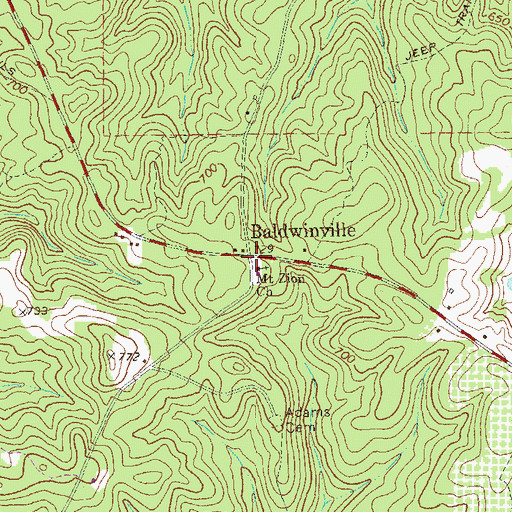 Topographic Map of Baldwinville, GA
