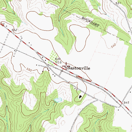 Topographic Map of Bastonville, GA
