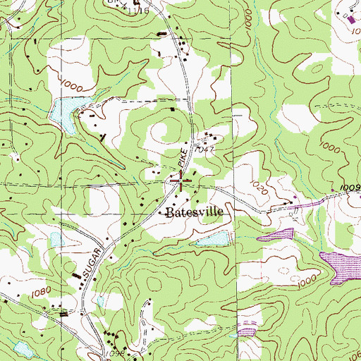 Topographic Map of Batesville, GA