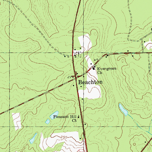 Topographic Map of Beachton, GA
