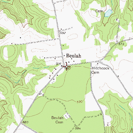 Topographic Map of Beulah, GA