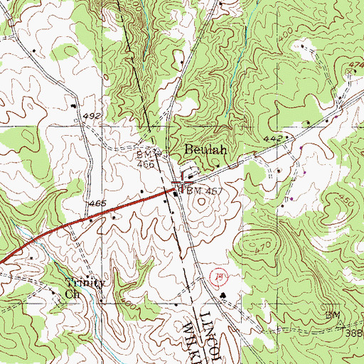 Topographic Map of Beulah, GA