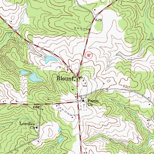 Topographic Map of Blount, GA