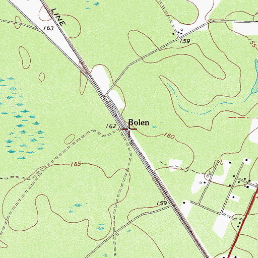 Topographic Map of Bolen, GA