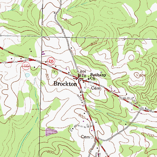 Topographic Map of Brockton, GA