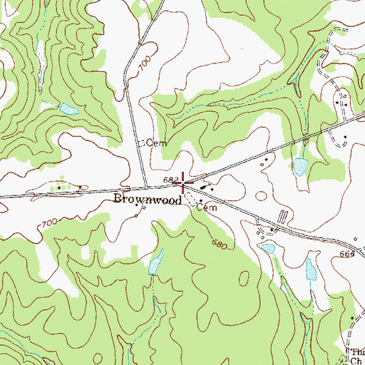 Topographic Map of Brownwood, GA