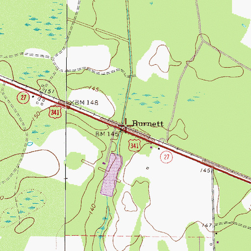 Topographic Map of Burnett, GA