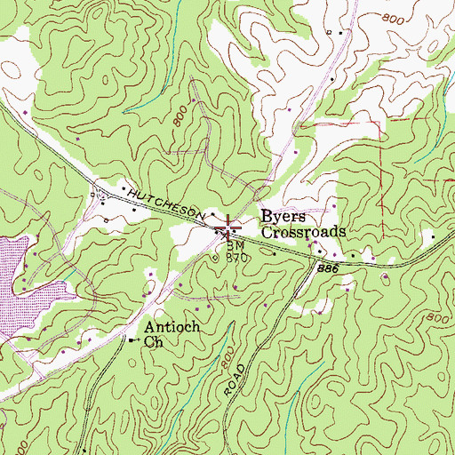 Topographic Map of Byers Crossroads, GA