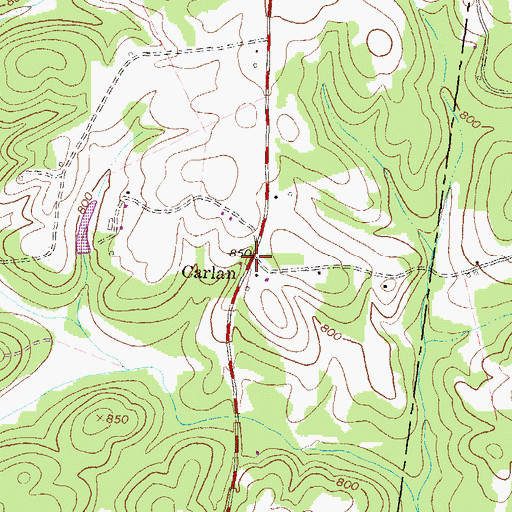 Topographic Map of Carlan, GA