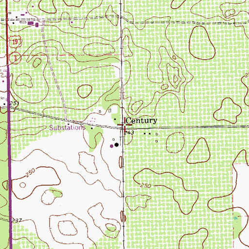 Topographic Map of Century, GA