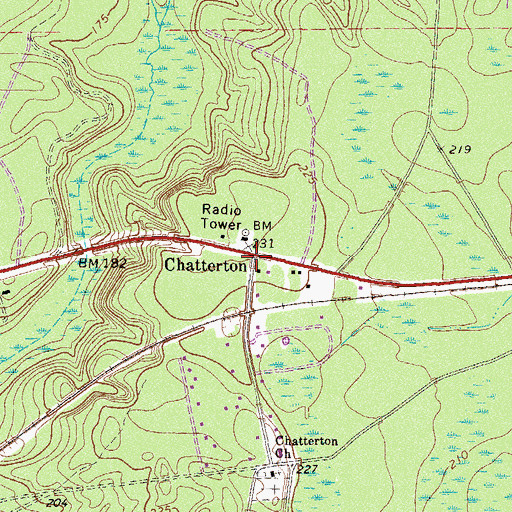 Topographic Map of Chatterton, GA