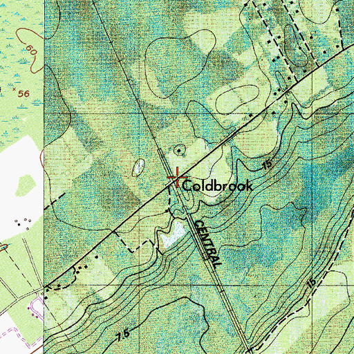 Topographic Map of Coldbrook, GA
