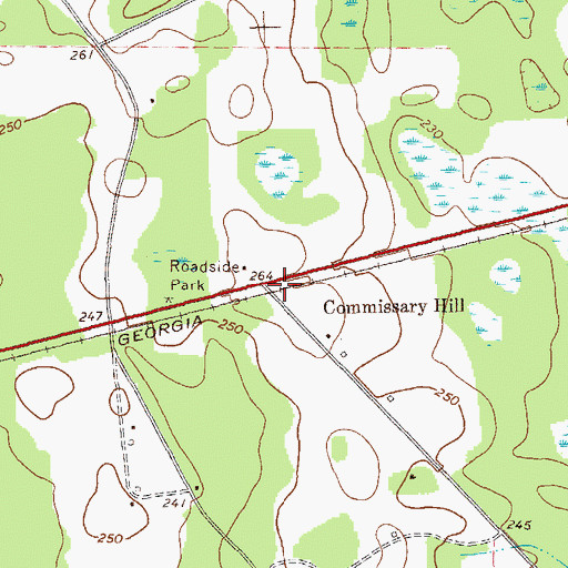 Topographic Map of Commissary Hill, GA
