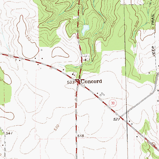 Topographic Map of Concord, GA