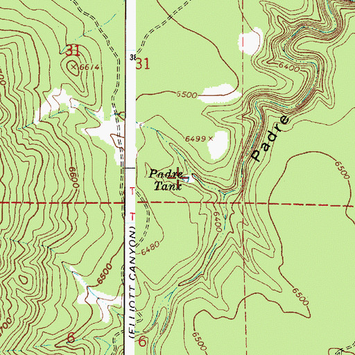 Topographic Map of Padre Tank, AZ