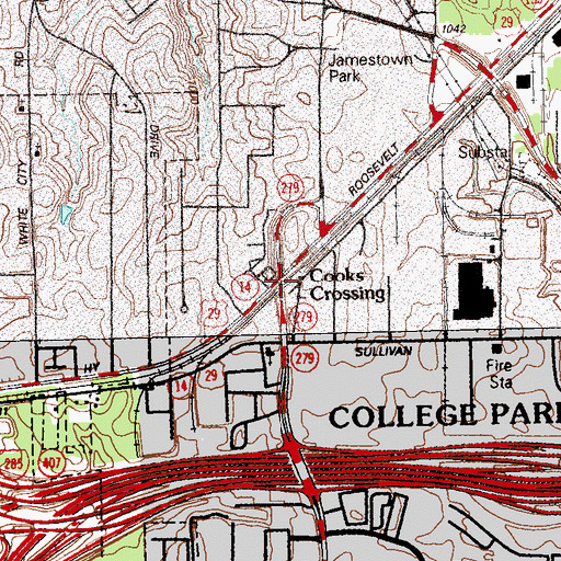 Topographic Map of Cooks Crossing, GA