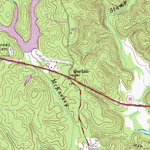 Topographic Map of Corbin, GA