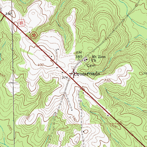 Topographic Map of Crossroads, GA
