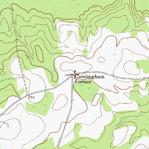 Topographic Map of Cunningham Corner, GA