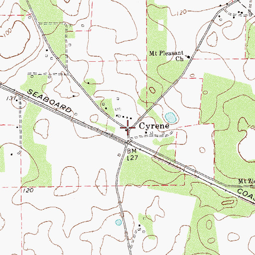 Topographic Map of Cyrene, GA
