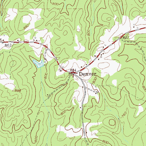 Topographic Map of Denver, GA